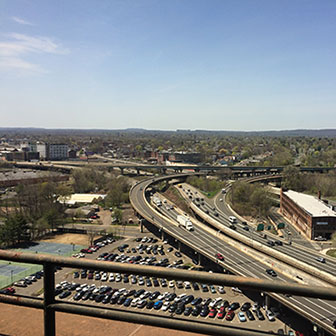 view to the highway from the building