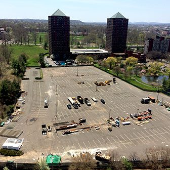 view to the parking lot