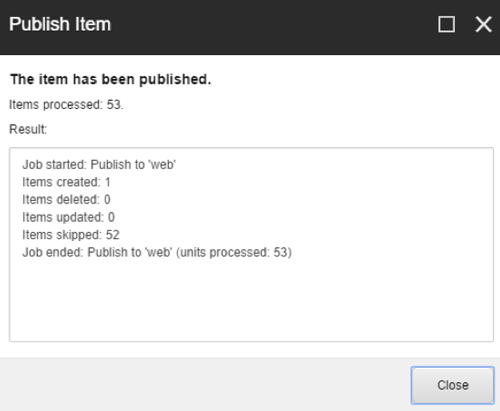 Dialog Box - Publish Complete