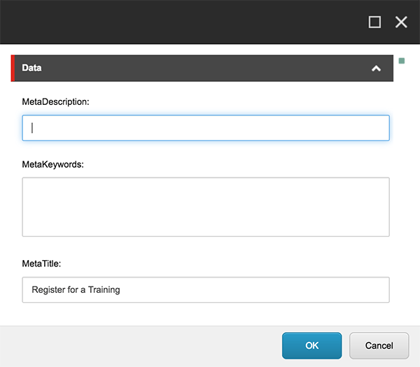 MetaData Dialog Box