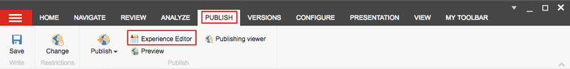 Content Editor Ribbon - Publish tab - Experience Editor