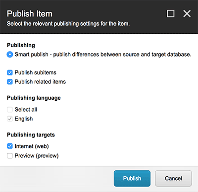 Dialog Box - Publish Item