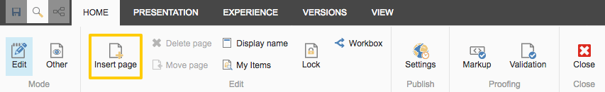 Experience Editor - Insert Page function