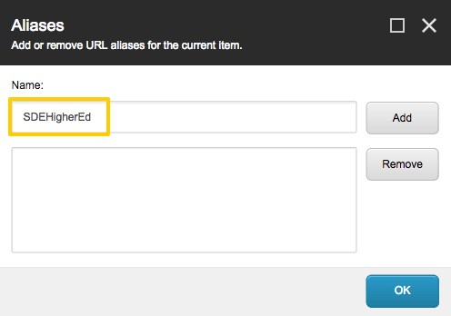 Friendly URL dialog box